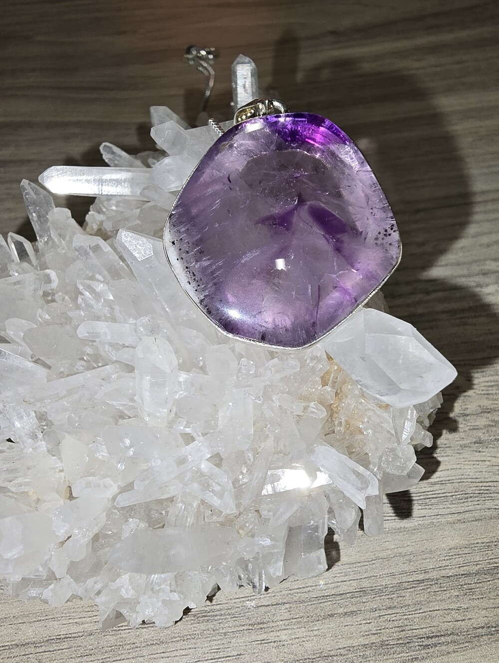 Rare Natural Trapiche Amethyst Sterling Silver Pendant Necklace ✨ .925
